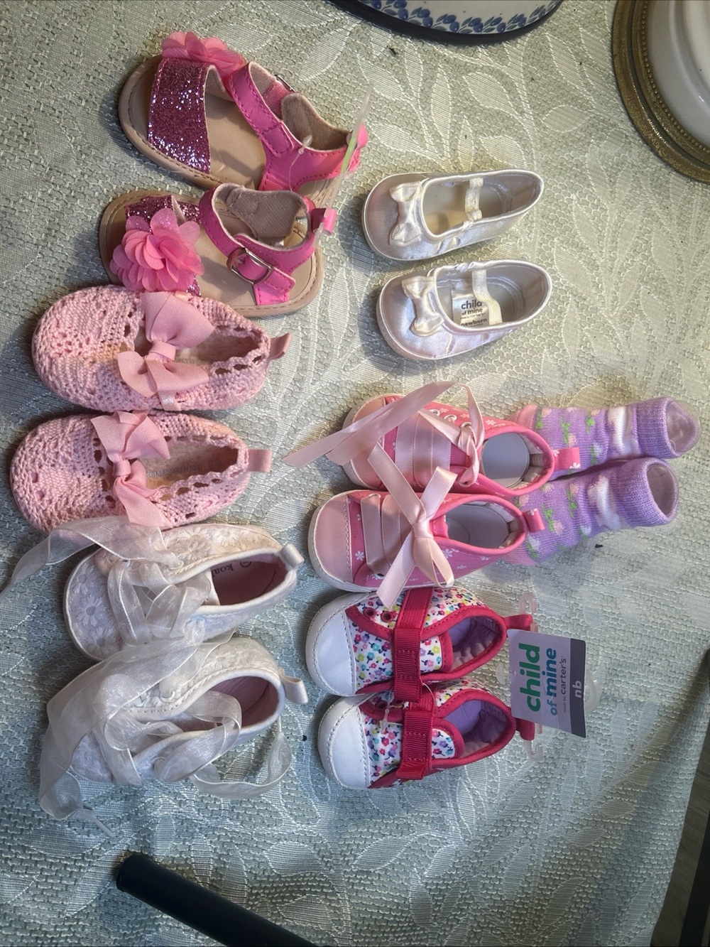 Child of Mine Pink Floral & Glitter Baby Sandals newborn & 1